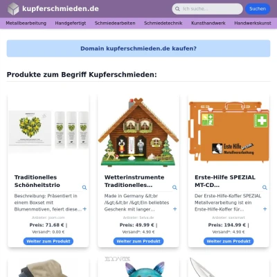 Screenshot kupferschmieden.de