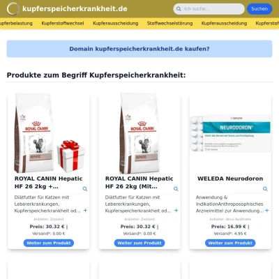 Screenshot kupferspeicherkrankheit.de