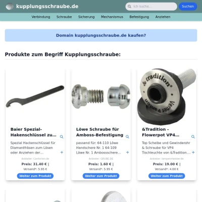 Screenshot kupplungsschraube.de