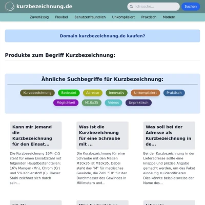 Screenshot kurzbezeichnung.de