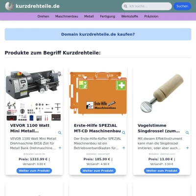 Screenshot kurzdrehteile.de