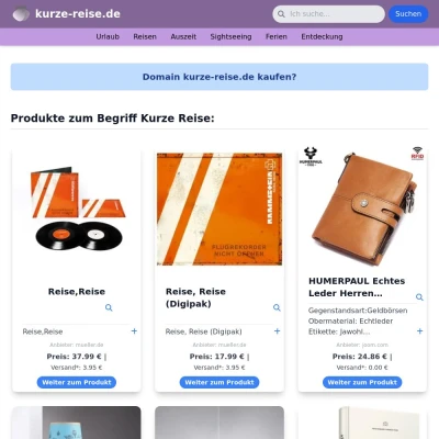 Screenshot kurze-reise.de
