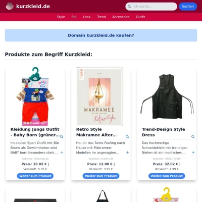 Screenshot kurzkleid.de