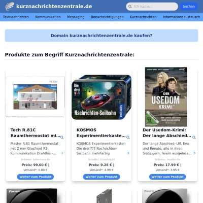 Screenshot kurznachrichtenzentrale.de