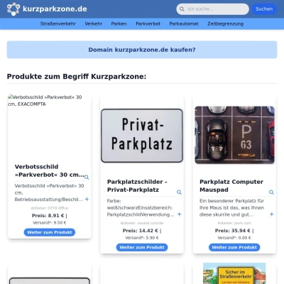 Screenshot kurzparkzone.de