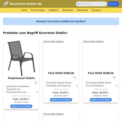 Screenshot kurzreise-dublin.de