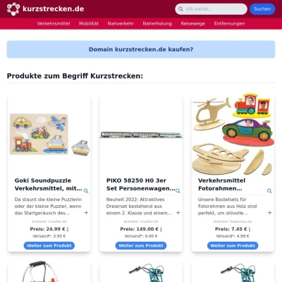 Screenshot kurzstrecken.de