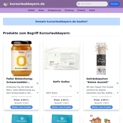 Screenshot kurzurlaubbayern.de