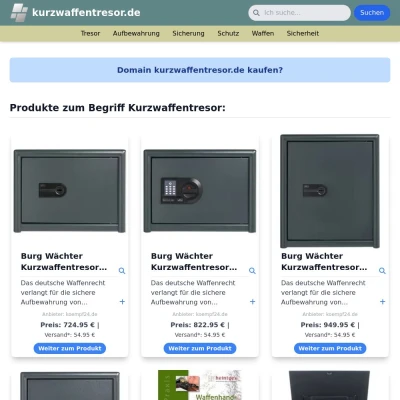 Screenshot kurzwaffentresor.de