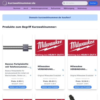 Screenshot kurzwahlnummer.de