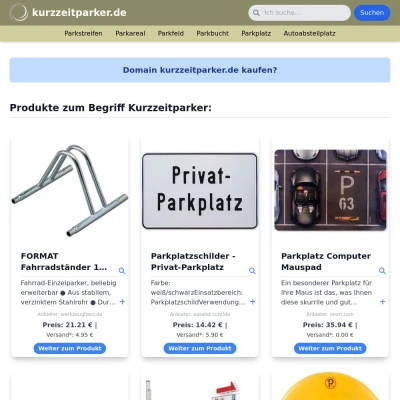 Screenshot kurzzeitparker.de