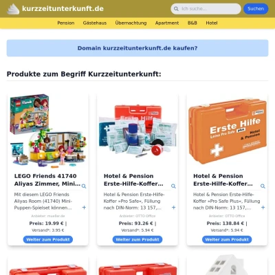 Screenshot kurzzeitunterkunft.de