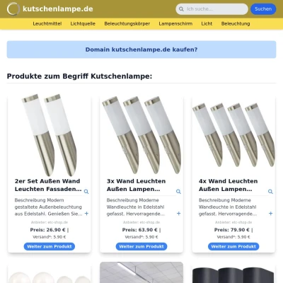 Screenshot kutschenlampe.de