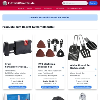 Screenshot kutterhilfsmittel.de