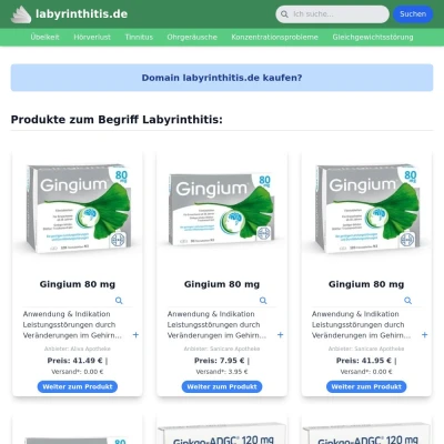 Screenshot labyrinthitis.de