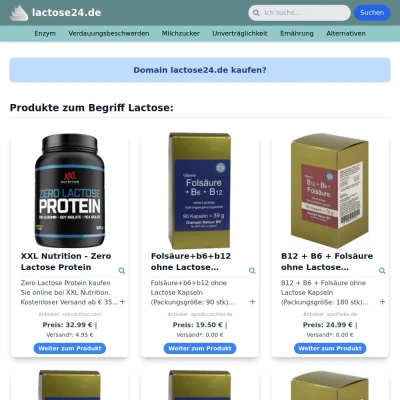 Screenshot lactose24.de