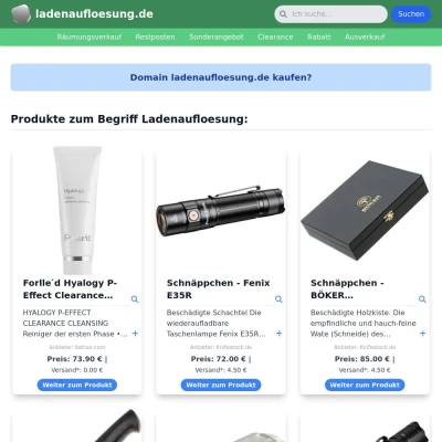 Screenshot ladenaufloesung.de