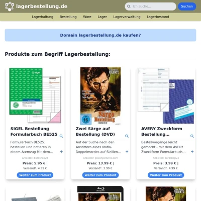 Screenshot lagerbestellung.de