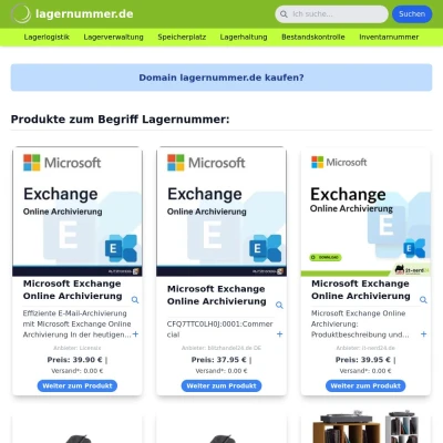 Screenshot lagernummer.de