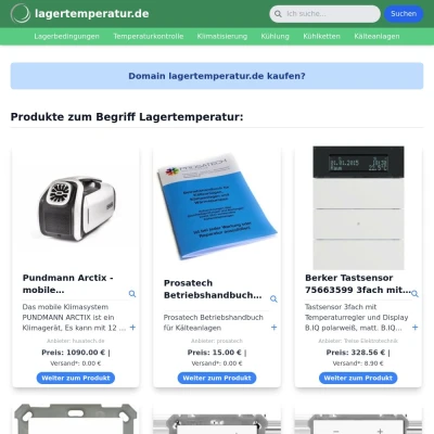 Screenshot lagertemperatur.de