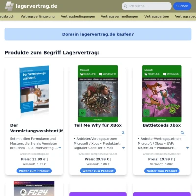 Screenshot lagervertrag.de