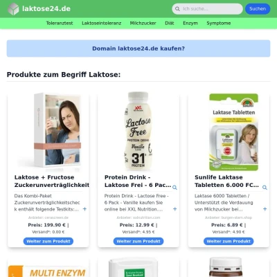 Screenshot laktose24.de