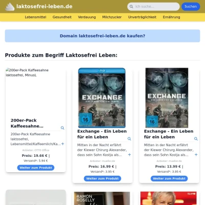 Screenshot laktosefrei-leben.de