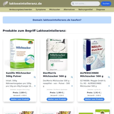 Screenshot laktoseintolleranz.de