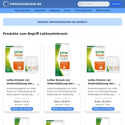 Screenshot laktosetolerant.de