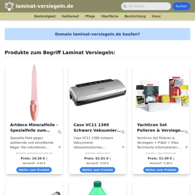 Screenshot laminat-versiegeln.de