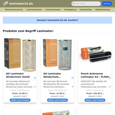 Screenshot laminator24.de