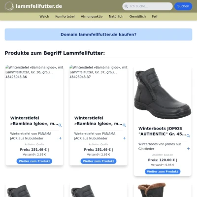 Screenshot lammfellfutter.de