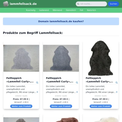 Screenshot lammfellsack.de