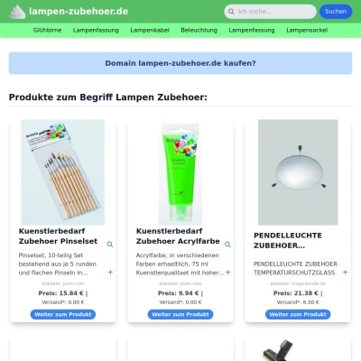 Screenshot lampen-zubehoer.de
