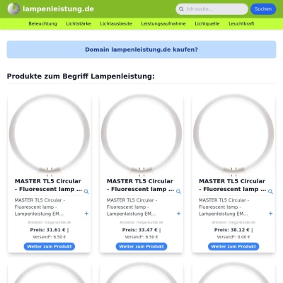 Screenshot lampenleistung.de