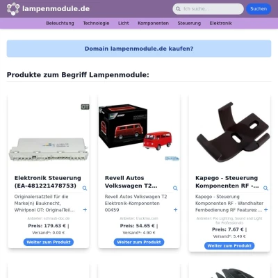 Screenshot lampenmodule.de