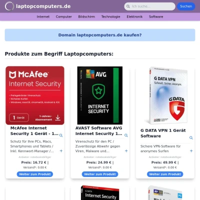 Screenshot laptopcomputers.de