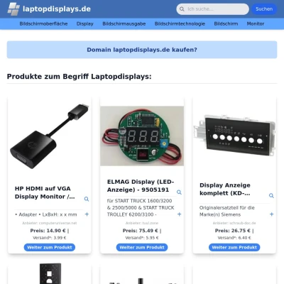 Screenshot laptopdisplays.de