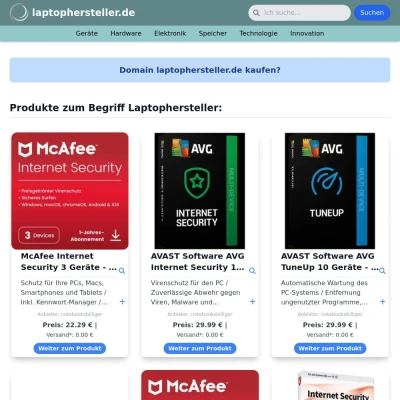 Screenshot laptophersteller.de