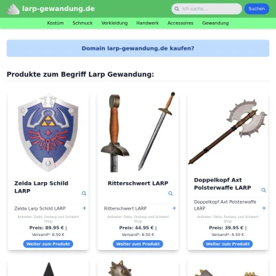 Screenshot larp-gewandung.de