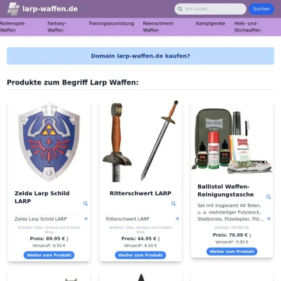 Screenshot larp-waffen.de