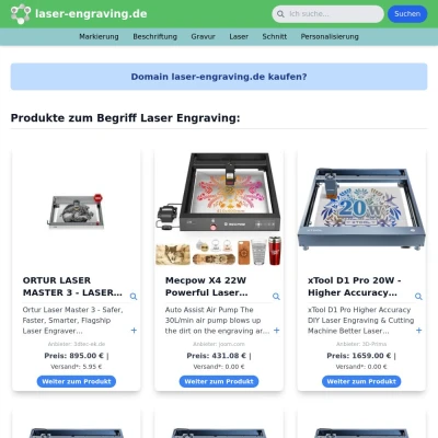 Screenshot laser-engraving.de