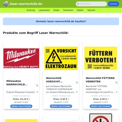 Screenshot laser-warnschild.de