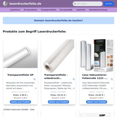 Screenshot laserdruckerfolie.de