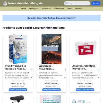 Screenshot laserzahnbehandlung.de