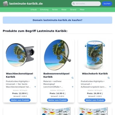 Screenshot lastminute-karibik.de