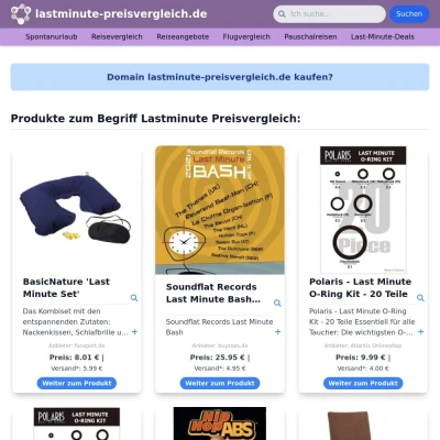 Screenshot lastminute-preisvergleich.de