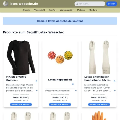 Screenshot latex-waesche.de