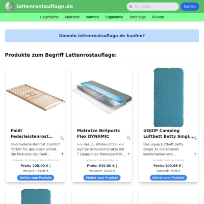 Screenshot lattenrostauflage.de