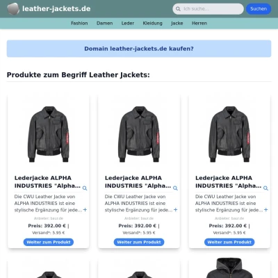 Screenshot leather-jackets.de